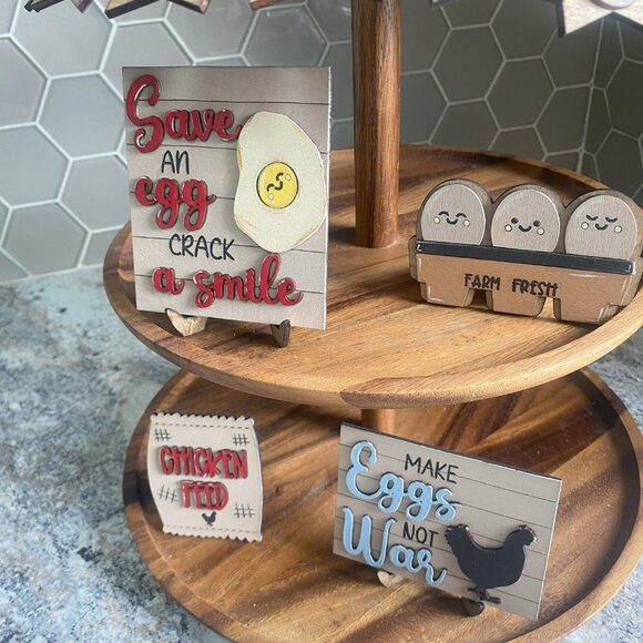 Handmade Save An Egg Tiered Tray Set (Tray Not Included) - Picture 3 of 10